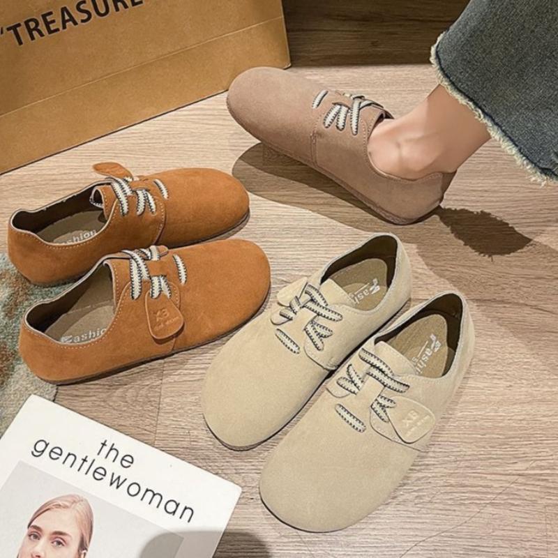 Fashion Retro Lace-Up Flats Loafers Woman Faux Suede Boat Shoes Casual Walking Slip On Mocasines Ladies Cozy Tabis Round Toe Espadrilles