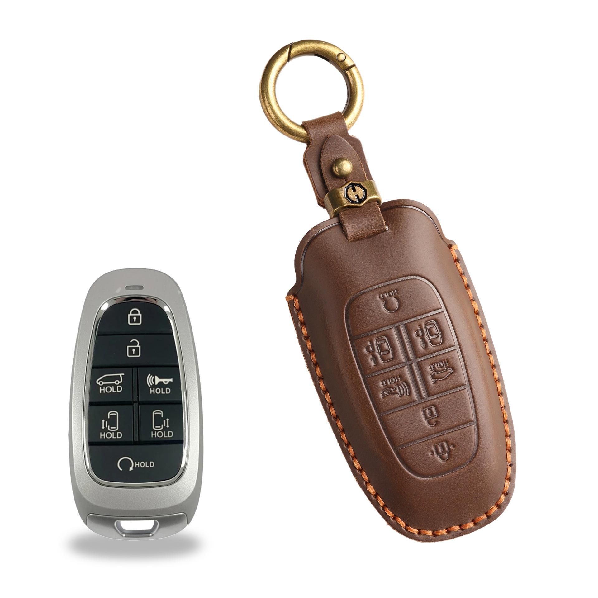 

Чехол для ключа автомобиля Подходит для современного чехла для ключа автомобиля STARIA/SONATA Sonata кожаный защитный чехол с пряжкой