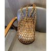 Summer Handmade Beaded Shoulder Bag Hollow-out Wooden Bead Tote French Hand-held Woven Bag Bucket Bag Reticulate Netted Handbags
