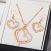 Ladies' Fashion Design Sense Peach Heart Inlaid with Rhinestones Necklace Earrings Zircon Set Wedding Party Holiday Gift