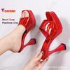 Nuove Sandali da Palco Estivi 12CM Tacco Laser Bicchieri da Vino Piattaforma Impermeabile Tacco Spesso per Donne Scarpe Luminose da Passerella