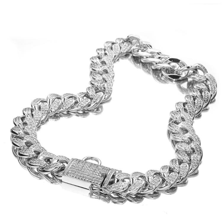 Luxury 18mm Stainless Steel Gold Chain Dog Collar with Solid Pattern