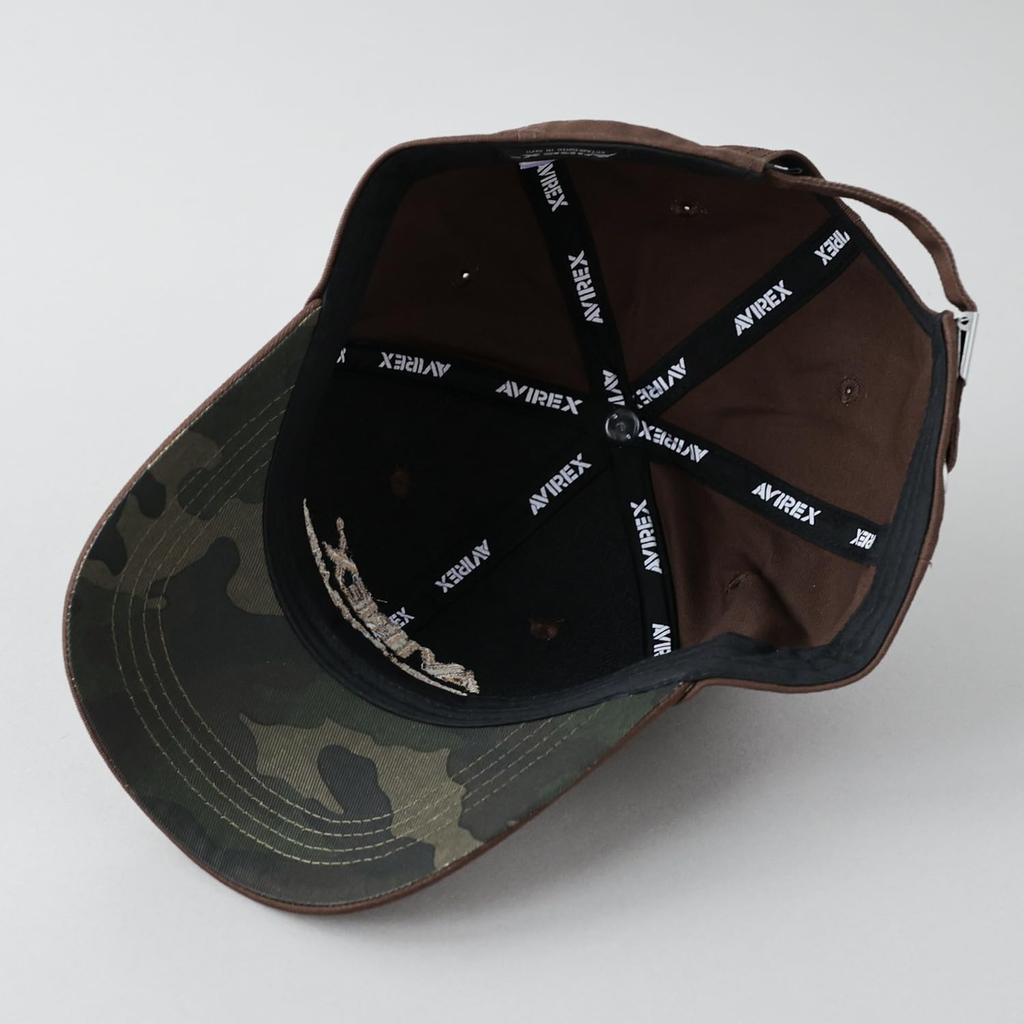 Avirex NUMBERING Military Baseball Cotton Cap 6-Panel Cap, Men's Low-Profile (JP, Alphabet, XL, Brown)