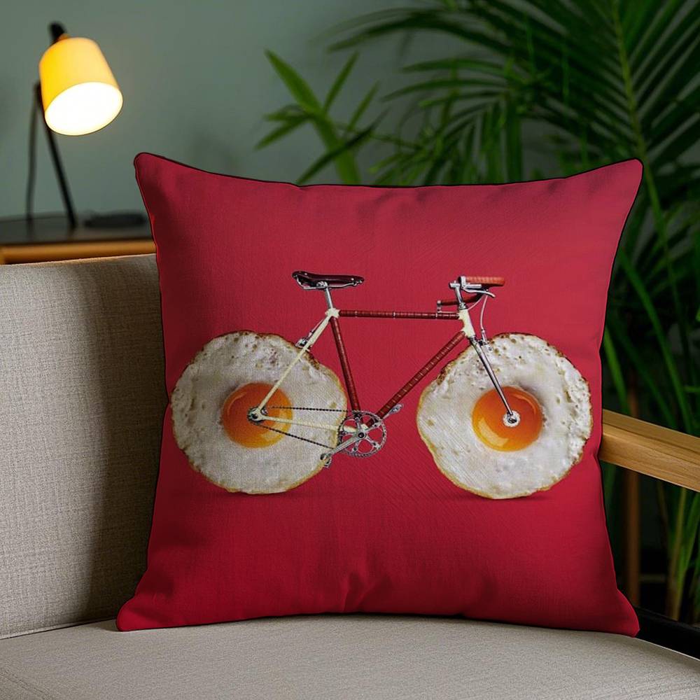 Funny Pillow Food Fried Egg Case Home Dorm Chair Back Short Plush Double-sided Printing Office Nap Time Cushion Cover