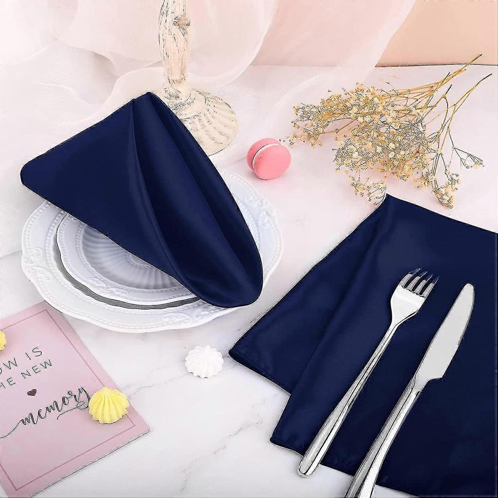 20pcs 17inch Square Dinner Cloth Napkins, High-density Imitate Silk Cloth Napkin,soft Smooth Fabric Satin Napkin - DD