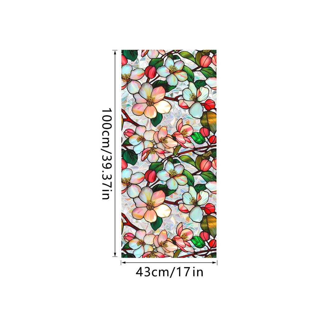 Sun Catcher Static Glass Stickers Non-Adhesive Window Sticker Decorative Privacy Flower Decal Painted Glass Rainbow Film Decors