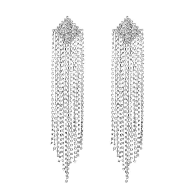

Женские серьги с длинными кисточками, цельные кристаллы, простые, универсальные, преувеличенные, маленькие серьги-капли премиум-класса OneSize серый