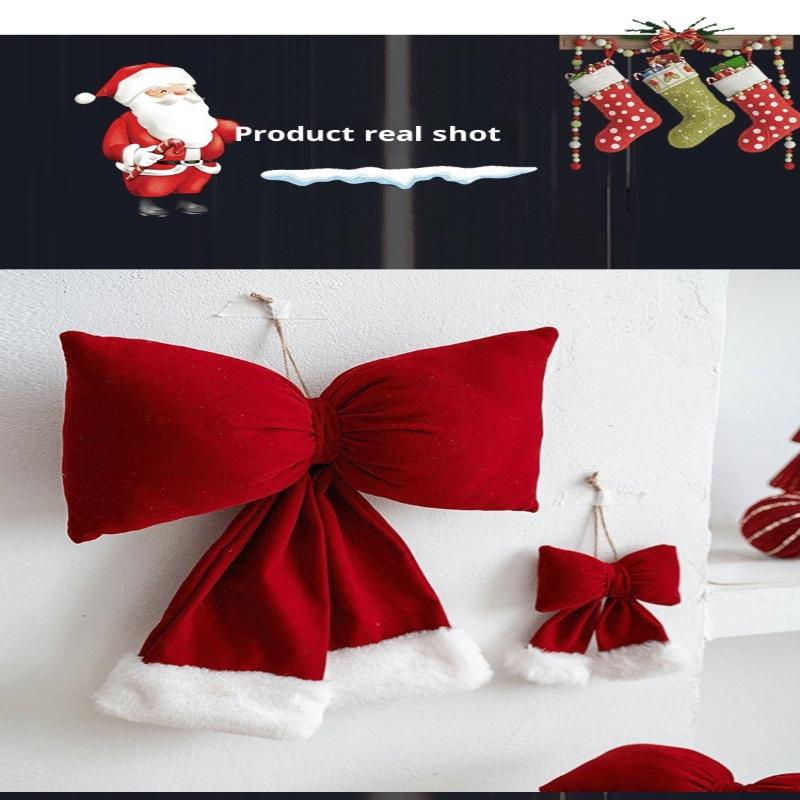 Christmas Solid Color Plush Bow Pendant Creative Festival Home Background Decoration Ornaments Party Atmosphere Supplies