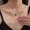 3-piece Fashion Jewelry Set Shiny Luxurious Evening Dress Accessories with Rhinestone Necklace and Earrings Suitable for Brides