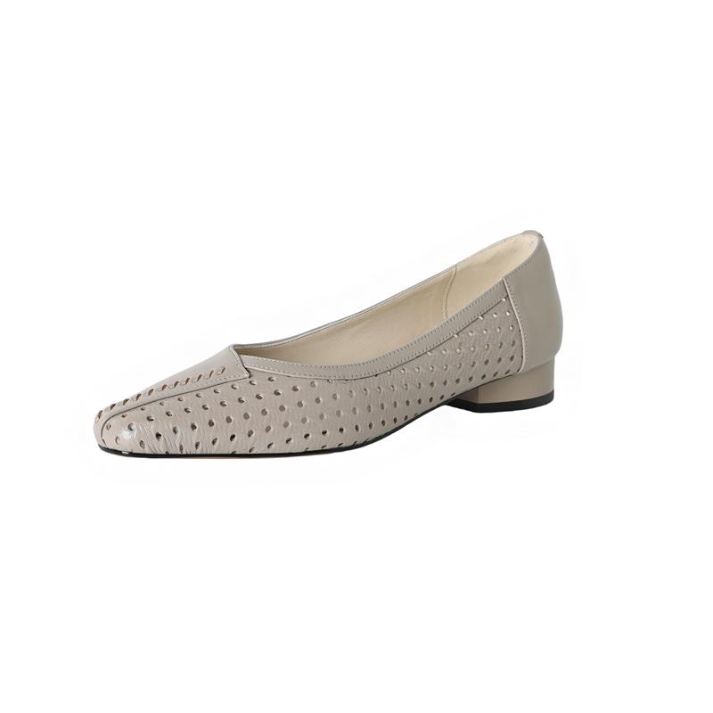 Fashion Women's new leather sheepskin spring and summer hollow breathable comfortable low order shoes retro perforated shoes