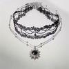 Dark Retro Temperament Premium Collarbone Chain Black Pendant Choker Lace Fringe Necklace Women's Accessories