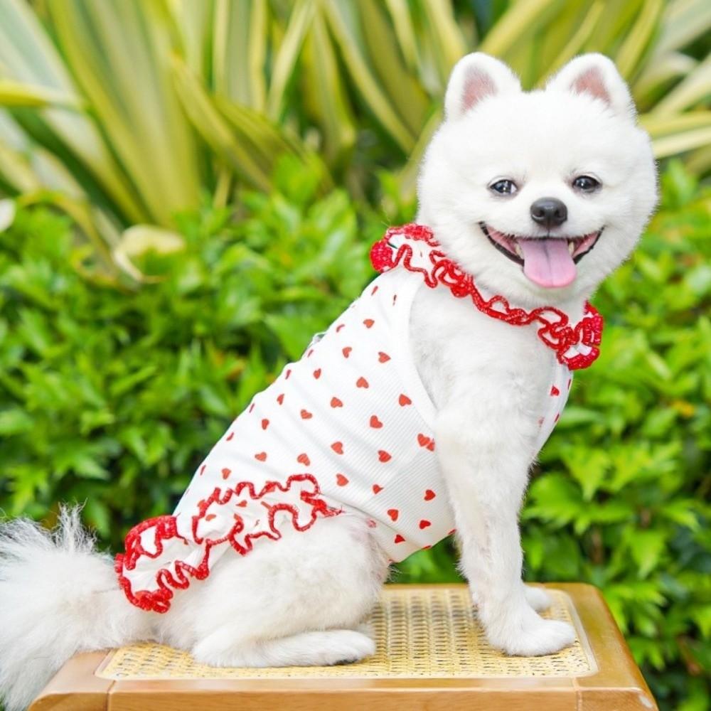Summer Cooling Dog Clothes Love Heart Print Pet Skirt Fashion Cooling Vest Summer Season
