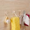 Adhesive Wall Hooks Clear Plastic Reusable Seamless Wall Mount Hanger Hooks For Kitchen Bathroom Door