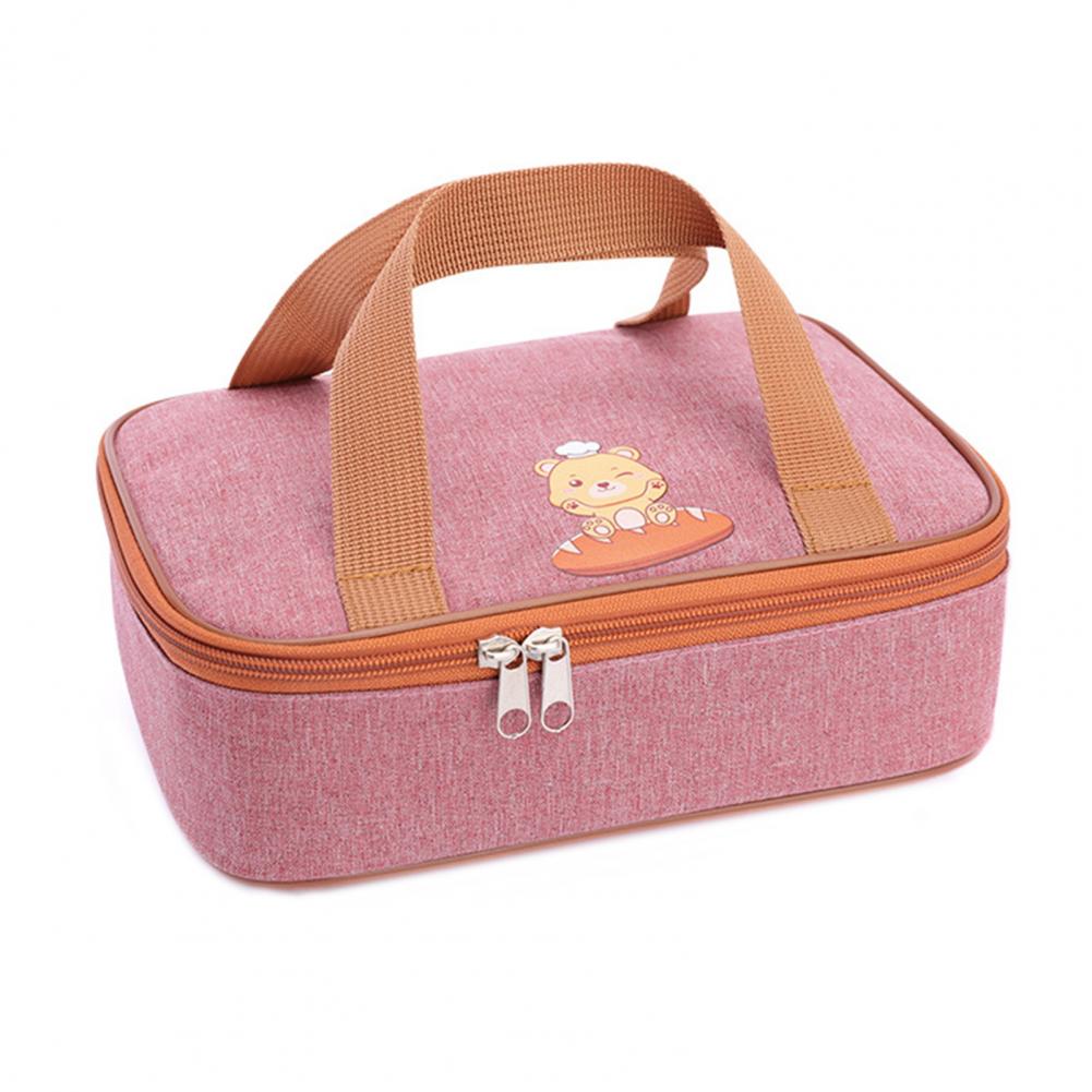 Bento-väska Stor Kapacitet Dubbla Handtag Tecknat Mönster Aluminiumfoliefoder Student Isolerad Lunchförvaringsväska