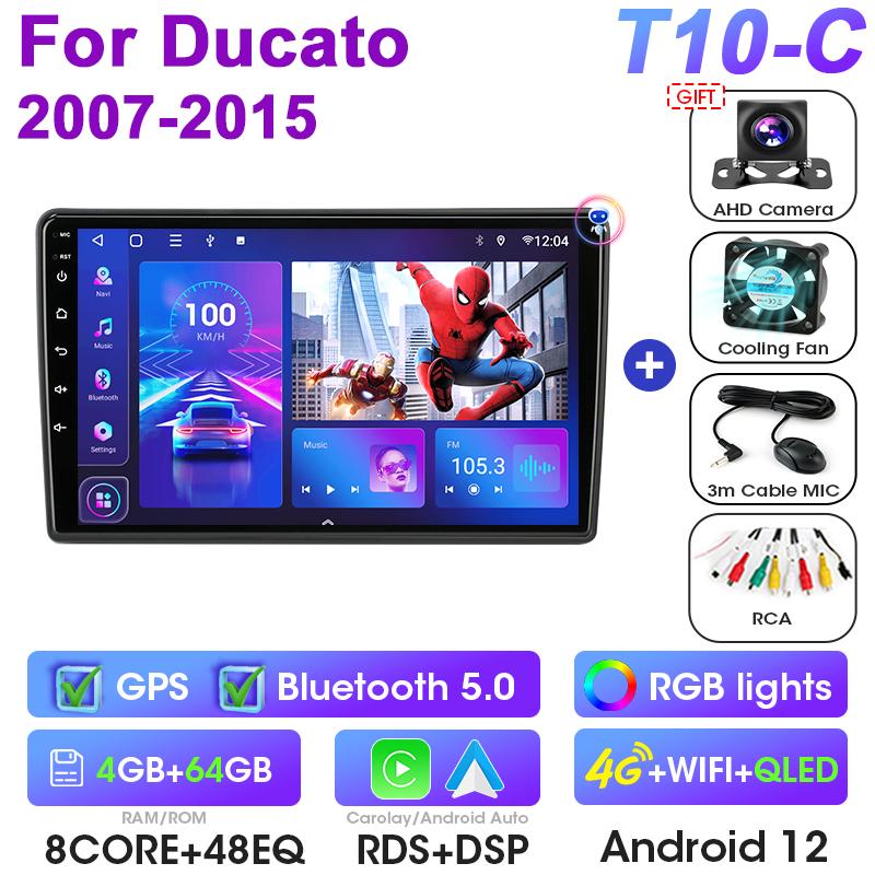 2 Din Android 12 Autoradio Für Fiat Ducato Peugeot Boxer Citroen Jumper 2 2006 -2025 Multimedia Video Player carplay Auto Stereo