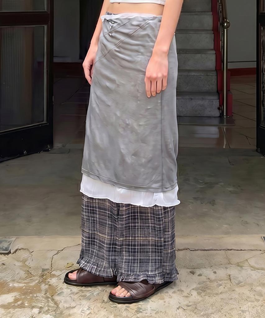 Daiaegeuneol Wrinkled Sheer Skirt (Grey)