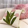 Retro Tulips Orchid flower Embroidered Pillowcase Cushion Cover Morden Casual Cotton Case Sofa Bedroom Decro 45x45cm