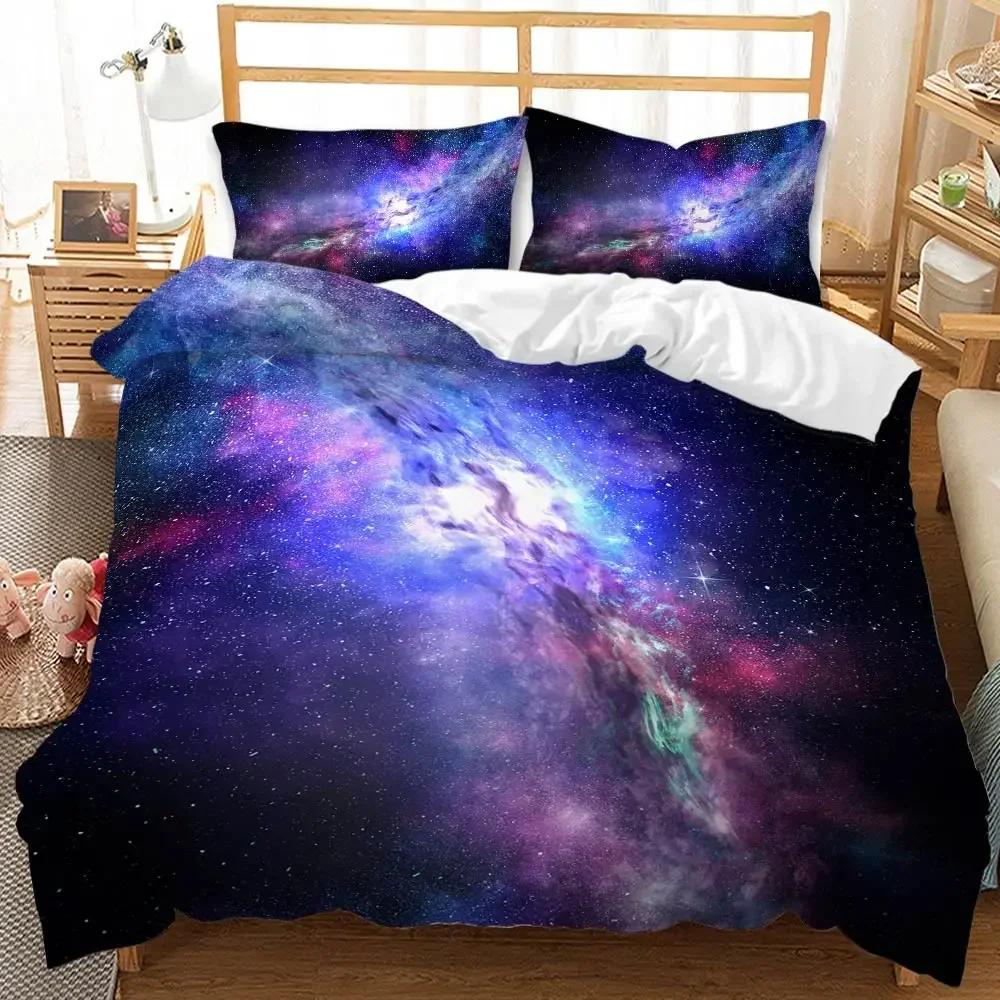 Galaxy Planet DUVET Cover Universe Duvet Cover Universe Outer Space Quilt Cover 3D Starry Sky Series Polyester Bedding Set