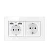 Type 146 Dual USB 16A Two-Gang European Power Socket Panel with German Standard Switch (Concealed)