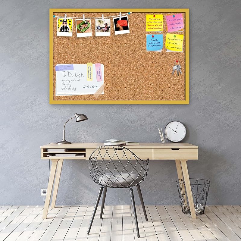 ArtzFolio Cork Board | Bulletin Board Notice Pin Board | Vision Soft Board Combo with Thumb Push Pins & Sticky Notes | G