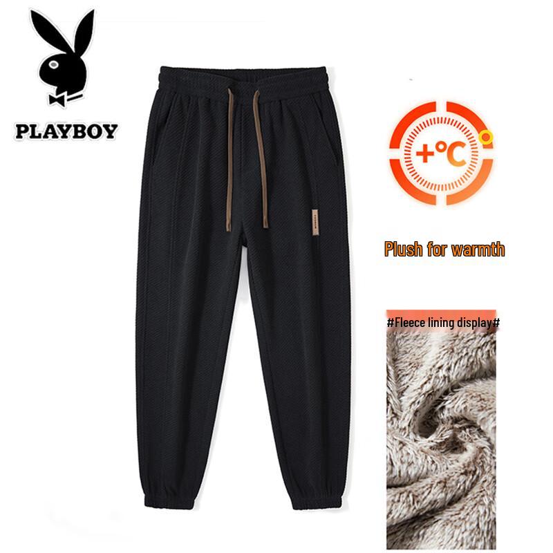 PLAYBOY Men's American Style Plush Loose Fit Sweatpants