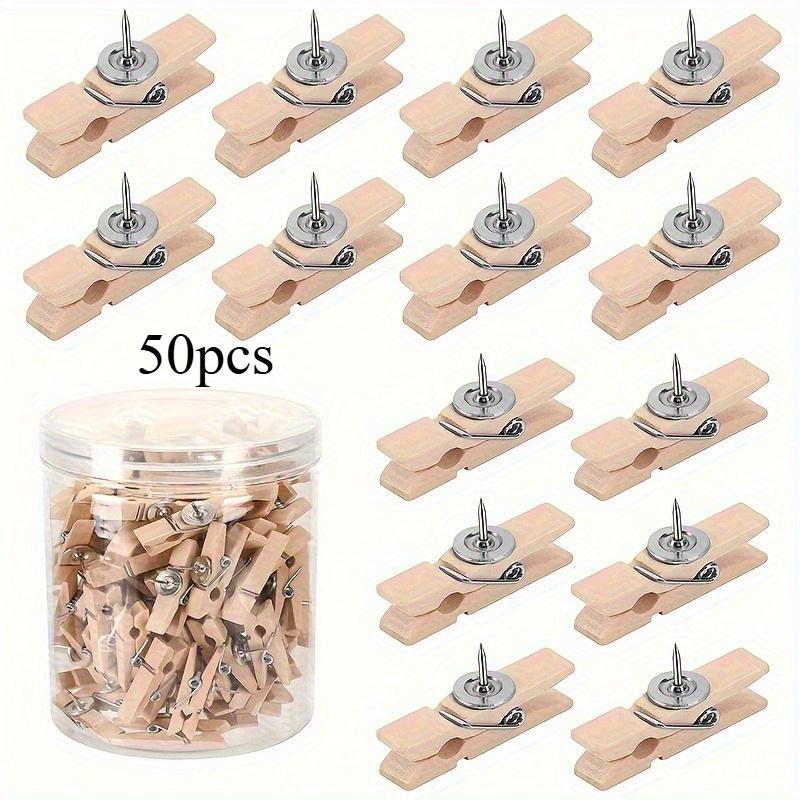 

50pcs Multi-Purpose Pushpin Wooden Shelf Suit Easy to Store and Carry, Suitable for Corkboard and Bulletin Board, Handicraft Decoration Accessories