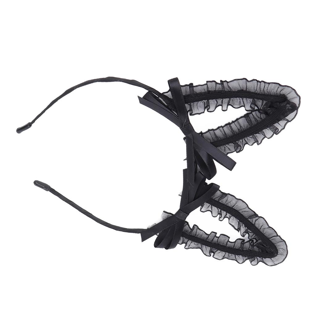 Lace Ear Headband Women Girls Cute Bowknot Decoration Halloween Cosplay Party Hairband