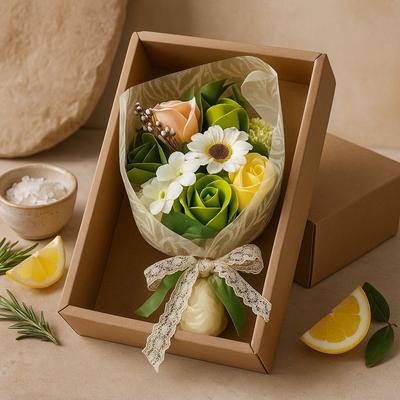 Hand Soap Flower Bouquet Boxed Green
