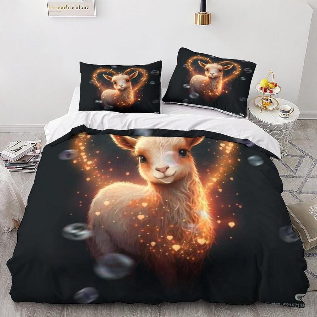 Blue Sky Alpaca Bedding Set Boys Girls Duvet Cover with 1 Pillowcase 75x50cm,Teenager and Children Bedding set for All Seasons