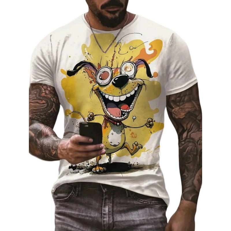 Cartoon 3D Print Funny Animal Graphic T-Shirts Summer O-Neck Short Sleeve Tops Casual Loose Men T-Shirt Harajuku Men's Clothing