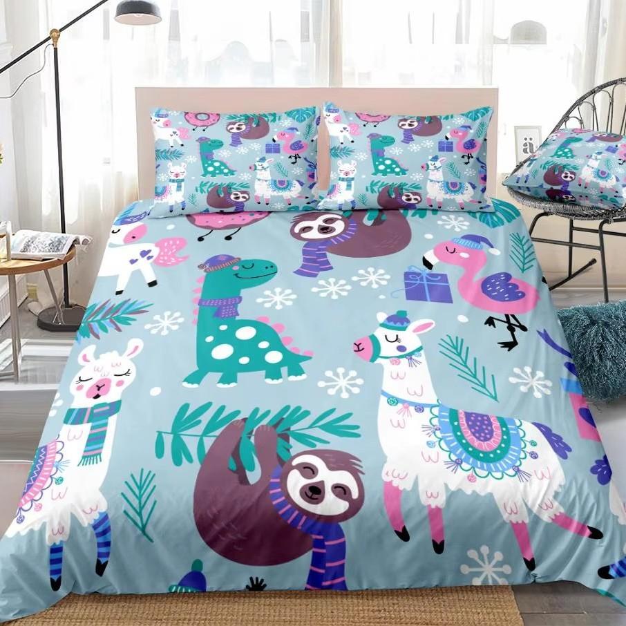 Cute Sloth Down Comforter Set Bedding Set 3-piece Duvet Cover Set 135*200cm