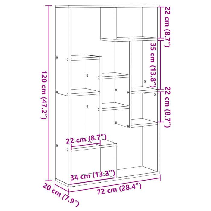 VidaXL Bookcase Concrete Grey 72x20x120 Cm Engineered Wood, Shelf, Storage Shelf, Book Support, Shelf To 858159