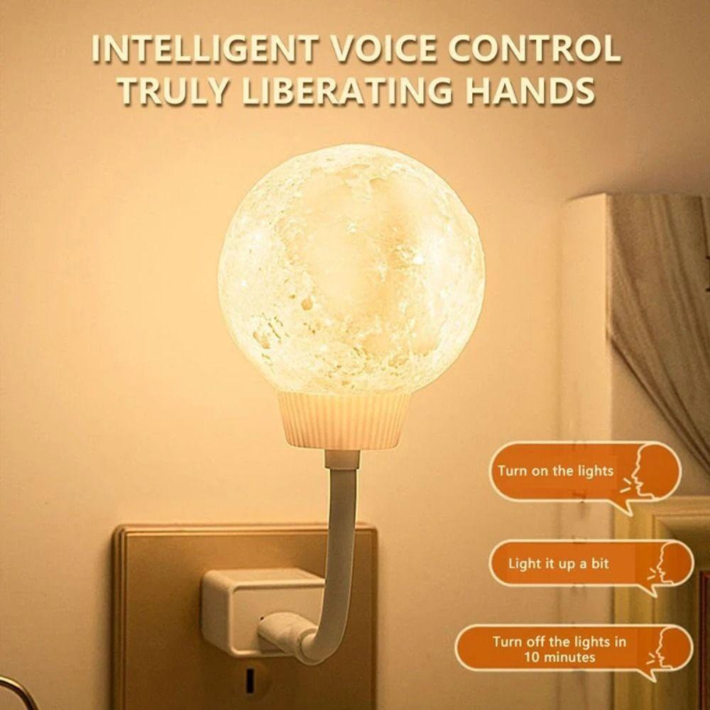 Voice Control Smart Moon Lamp 3 Lighting Modes Night Light New Bedside Lamp