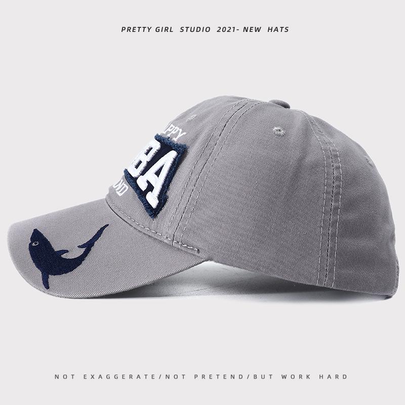 Trendy baseball cap with embroidered letters, sun hat for outdoor leisure and sports