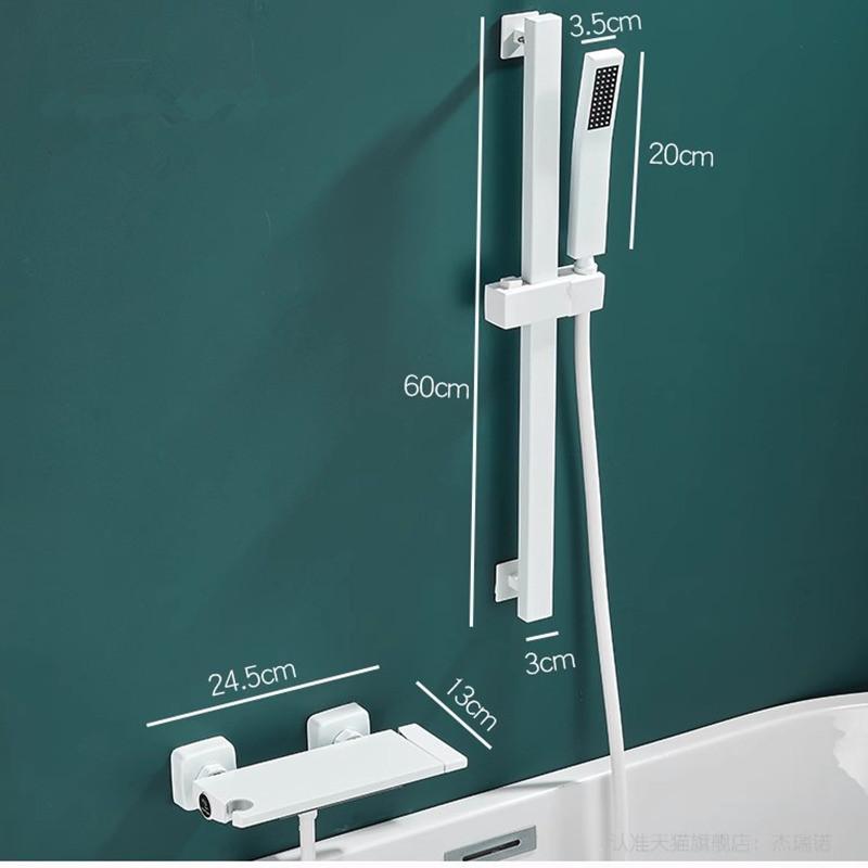 Tuqiu White Bath and Shower Faucet Set Wall Mounted Brass Gray Waterfall Bathtub and Shower Mixer Black Bathroom Taps Brass