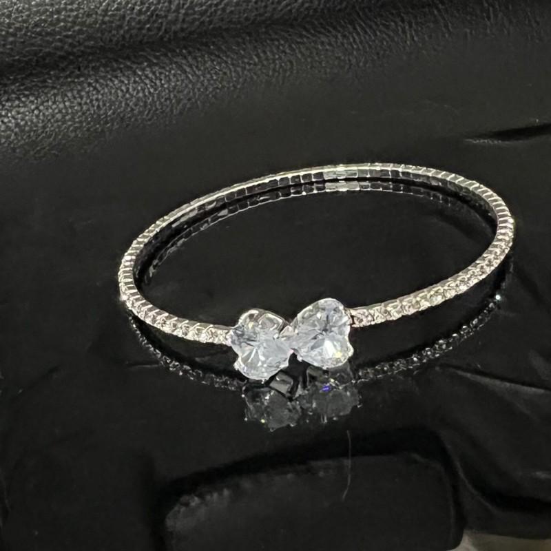Bridal Rhinestone Bracelet Earrings Collar Three-piece Set Shiny Pearl Zircon Collar Necklace Set
