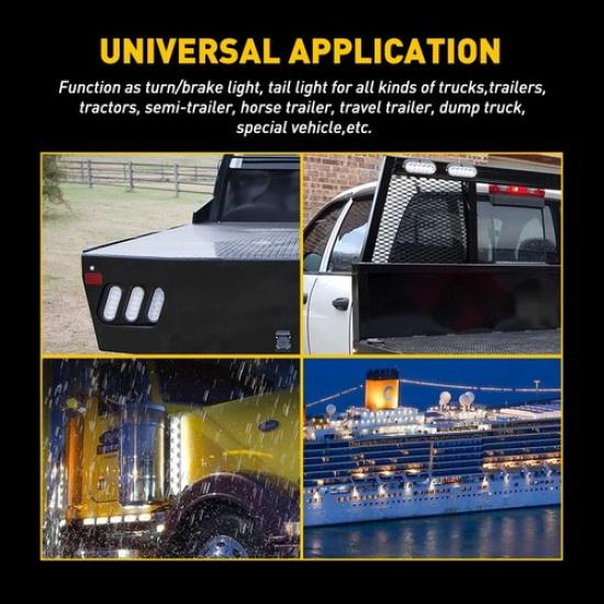 2 White 6" Oval Trailer Lights LED Turn Tail Stop Truck Sealed Grommet Plug DOT