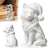 Holiday Home Decor 3D Printed Wolf Figurine, Cute Christmas Animal Statue with Santa Winter Desktop Figurine Hat And Scarf for Tabletop, Mantel Shelf