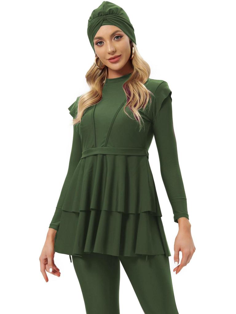 2022 Women's Conservative Muslim Swimsuit with Chest Pad