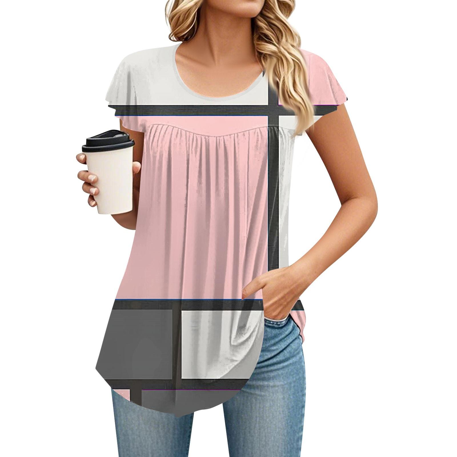 

Женская футболка средней длины с круглым вырезом и коротким рукавом, свободная повседневная футболка с коротким рукавом, топ XL розовый