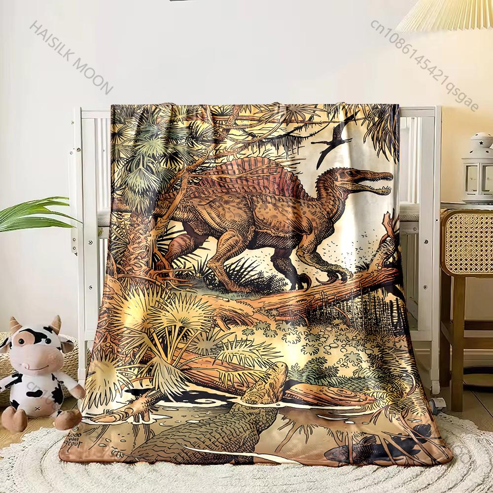 

1PC Dinosaur walking in forest Print Adult Children Warm Blankets Home Travel Car Soft Comfortable Suitable for all seasons 75x100cm