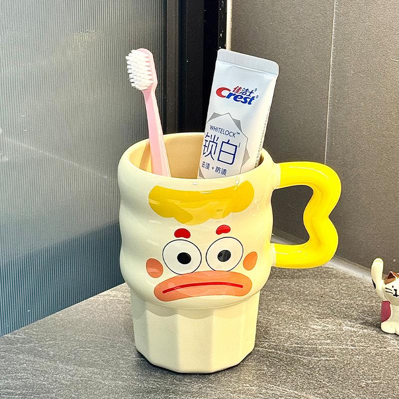 Cute Cartoon Ceramic Mouthwash Cup Household Brushing Cup Couple Tooth Tank Toothbrush Children's Washing Cup High-value Dental Utensils