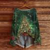 Women's Fashion Round Neck Long Sleeve Christmas Print Casual Pullover Sweater Top