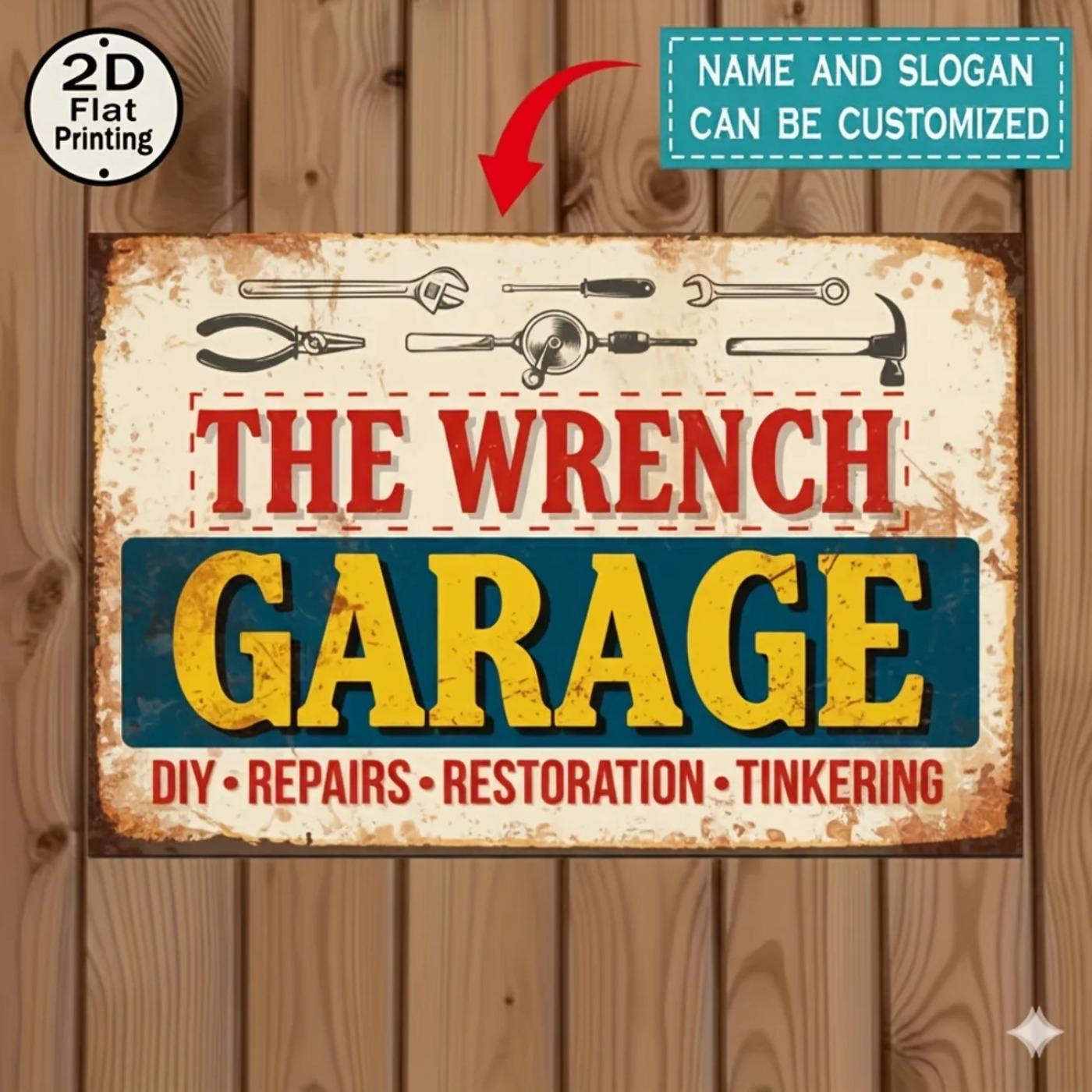 Персонализированный металлический знак для гаража, декор для дома автолюбителя (Только для украшения) 20x30cm（7.8x11.8inch）
