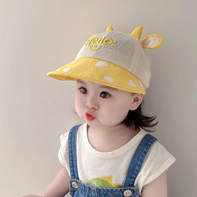 Adorable Mesh Wide-Brim Sun Hat for Babies – Breathable, UV Protection Baseball Cap for Boys & Girls