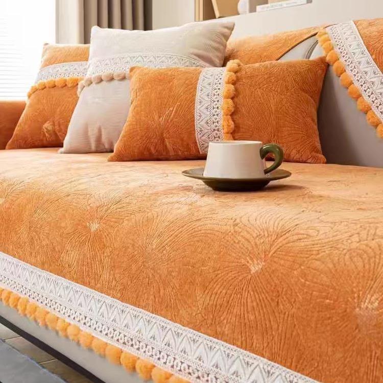 French Entry Lux Sofa Cushion Four Seasons Universal Cover Cloth Leather Sofa Cover Non-Slip Lace Cushion
