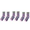 3 Pair Korean Style Women Socks Cotton Harajuku Ladies Winter Socks Set Kawaii Flower Print Fashion Streetwear Cute High Quality