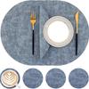Nordic Style Round Double-sided Cloth Pattern Leather Placemat Non-slip Thermal Insulation Mat Table Mat Waterproof and Environmentally Friendly