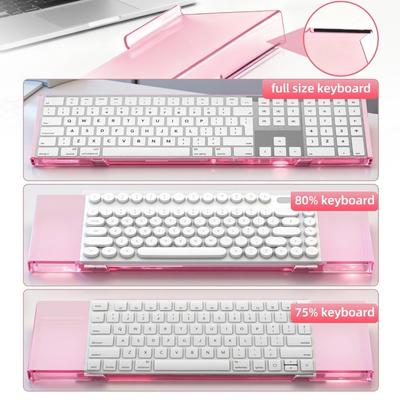 Durable 17 Inch Keyboard Stand Ergonomic Acrylic Keyboard Riser Stand Tilted Elevated Computer Keyboard Holder for Office Work