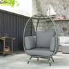 Rattan Egg Chair with Cushions and Pillows, Charcoal Grey